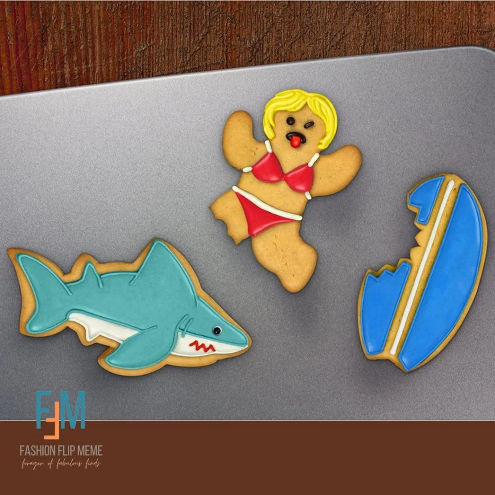 Snack Attack Blue 3 Piece Shark Attack Cookie Cutter Set New!